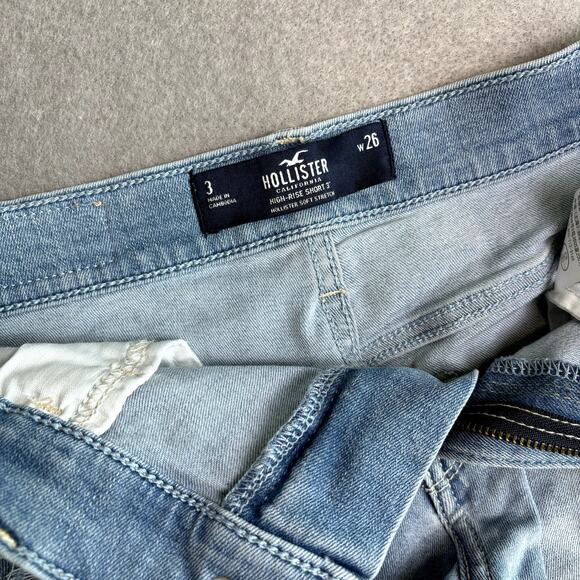 Hollister Cutoff Distressed High Rise Summer 3" Shorts Denim Size 3 - Picture 2 of 6